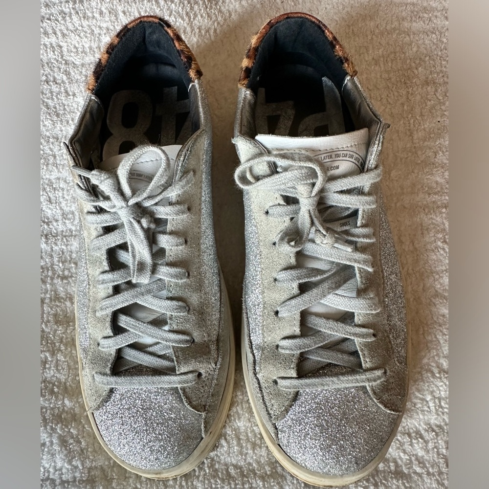 P448 sparkle sneakers with Leopard detail